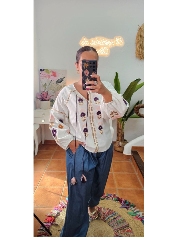 Blusa bordada cuerdas + Colores 