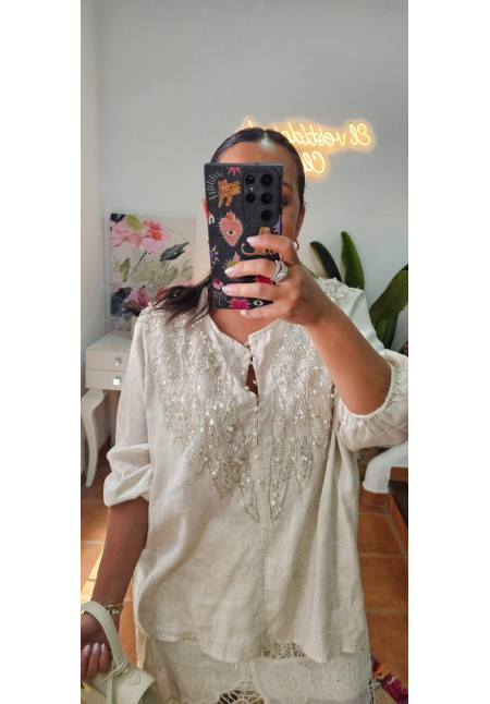 Camisa joyas perlas 