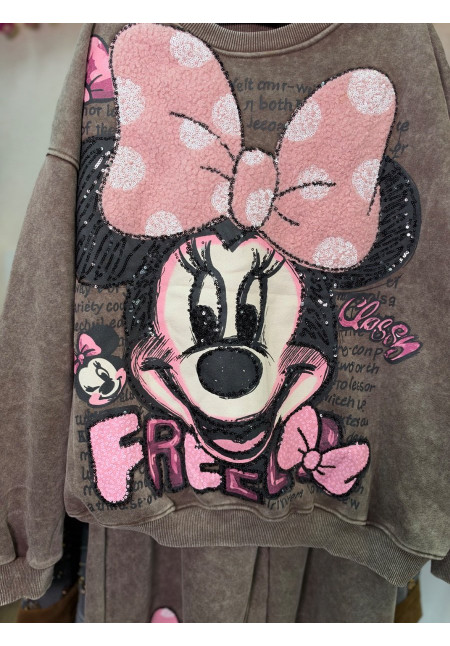 Chándal minnie lazo rizo marrón 