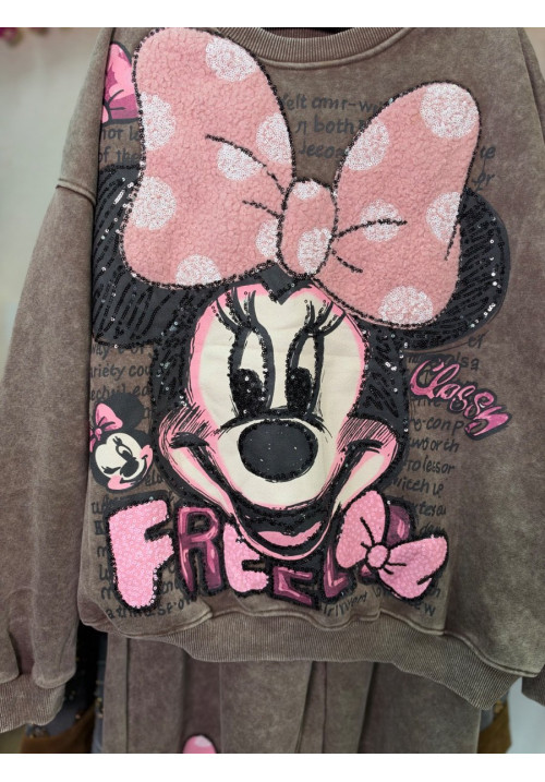 Chándal minnie lazo rizo marrón 