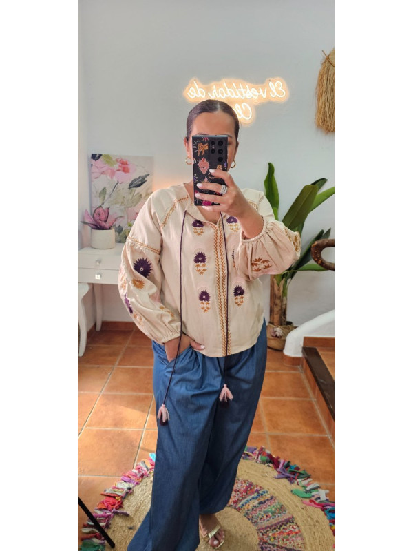 Blusa bordada cuerdas + Colores 
