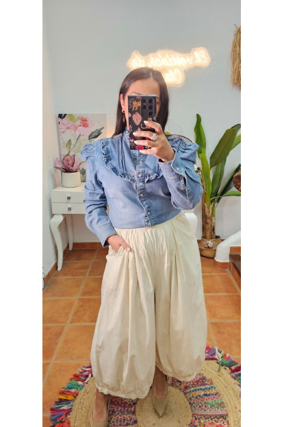 Camisa denim volante 