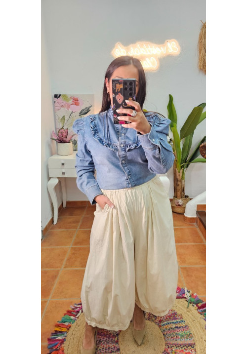 Camisa denim volante 