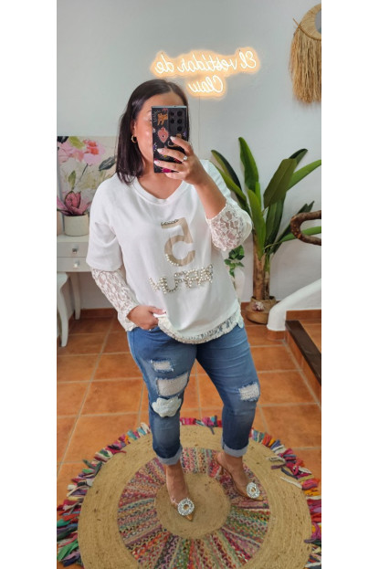 Sudadera mangas encaje +Colores 