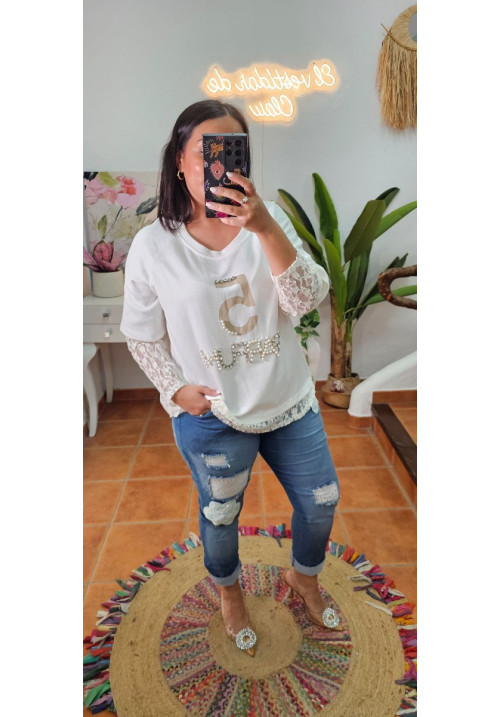 Sudadera mangas encaje +Colores 