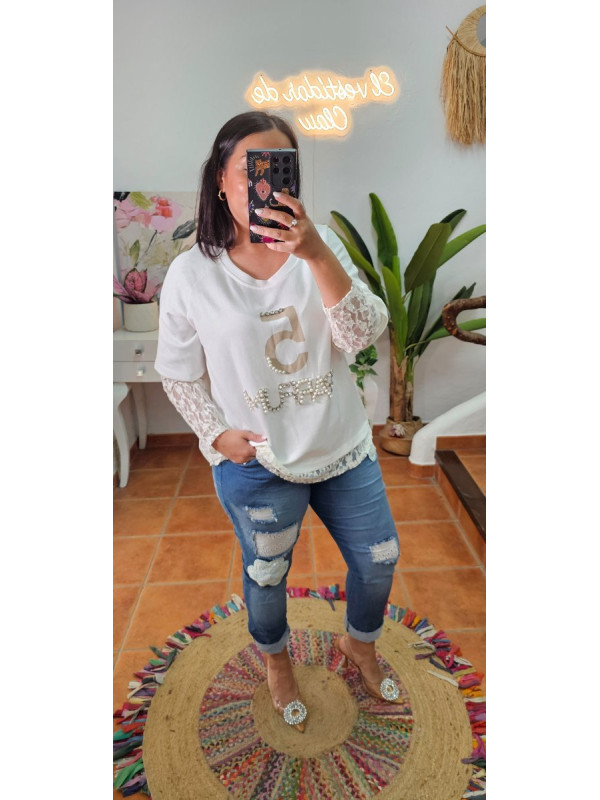 Sudadera mangas encaje +Colores 