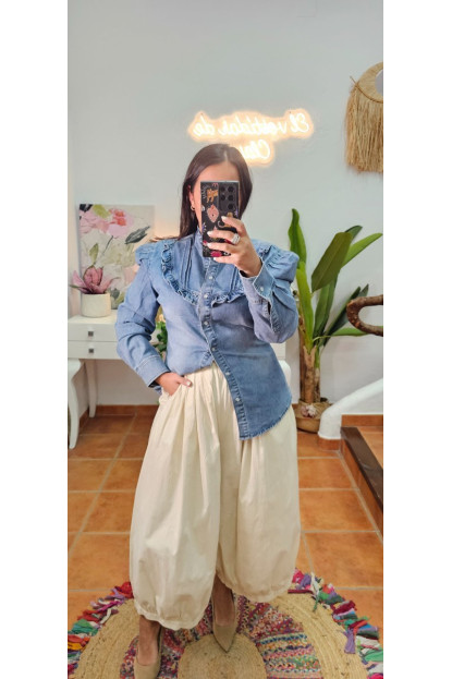 Camisa denim volante 