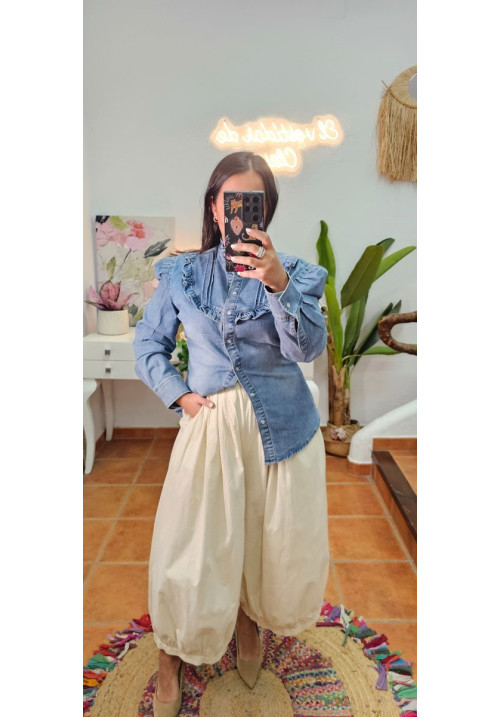 Camisa denim volante 