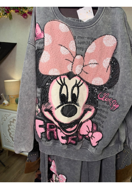 Chándal minnie lazo rizo gris 