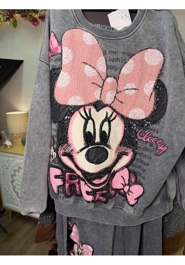 Chándal minnie lazo rizo gris 