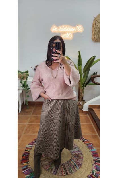 Falda cuadros cinturón 