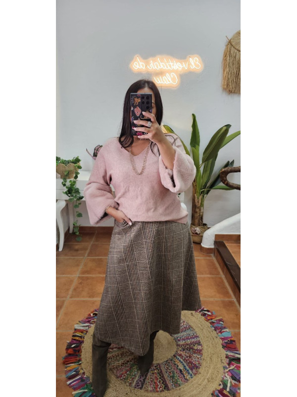 Falda cuadros cinturón 