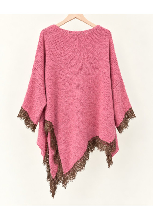 Jersey rosa asimétrico encaje marrón 