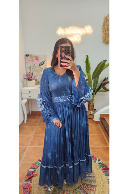 Vestido muelle flor azul