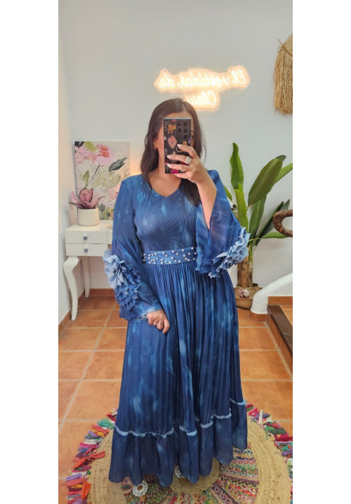 Vestido muelle flor azul