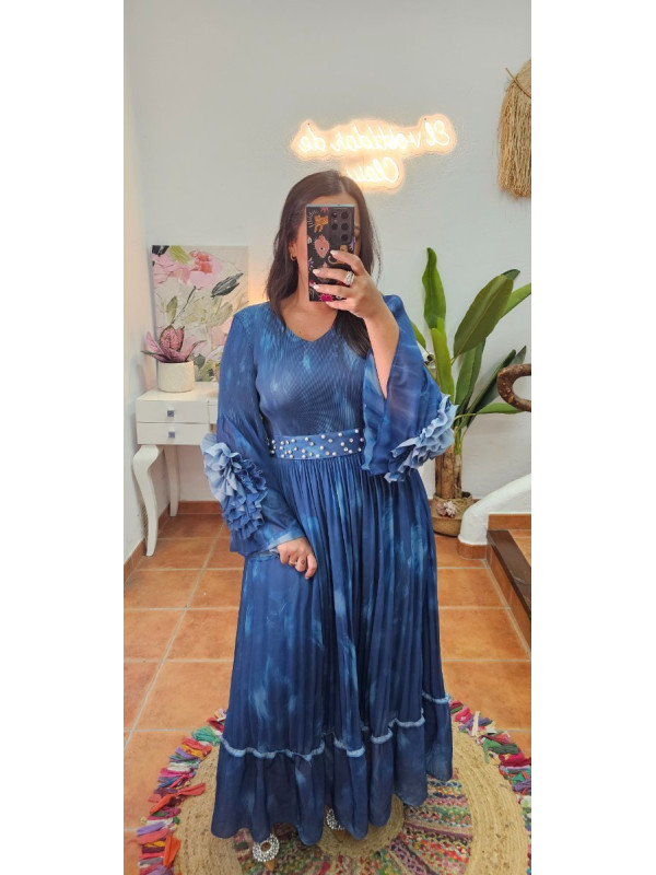 Vestido muelle flor azul